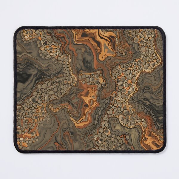Item preview, Ochre Amber Fluid Marble Charcoal Cellular Abstract Pattern designed and sold by GrinGalore.