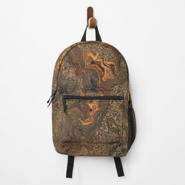 Item preview, Ochre Amber Fluid Marble Charcoal Cellular Abstract Pattern designed and sold by GrinGalore.