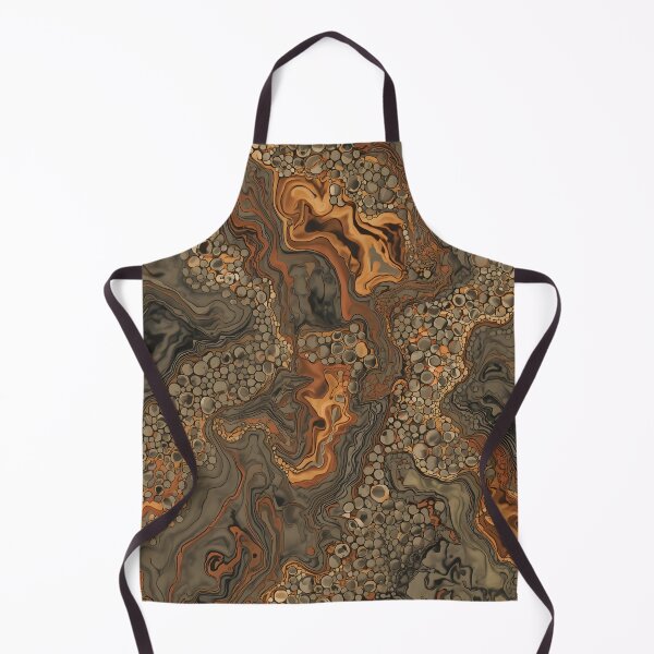 Item preview, Ochre Amber Fluid Marble Charcoal Cellular Abstract Pattern designed and sold by GrinGalore.