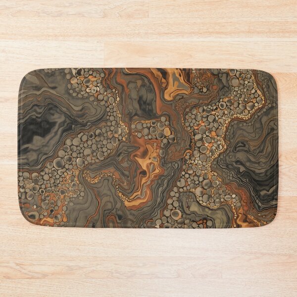 Item preview, Ochre Amber Fluid Marble Charcoal Cellular Abstract Pattern designed and sold by GrinGalore.