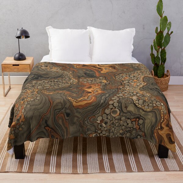 Item preview, Ochre Amber Fluid Marble Charcoal Cellular Abstract Pattern designed and sold by GrinGalore.