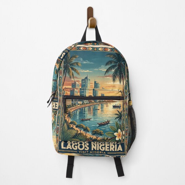 Item preview, Lagos Nigeria Vintage Travel Poster – Waterfront Skyline & Lagoon designed and sold by Bomax121.