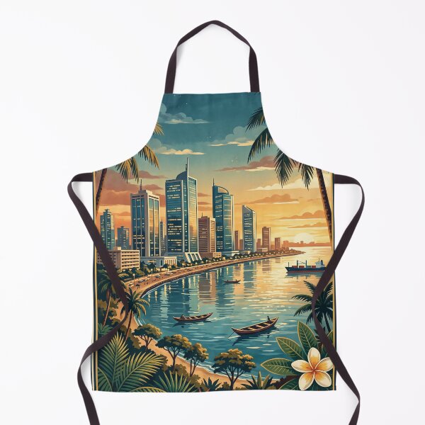Item preview, Lagos Nigeria Vintage Travel Poster – Waterfront Skyline & Lagoon designed and sold by Bomax121.