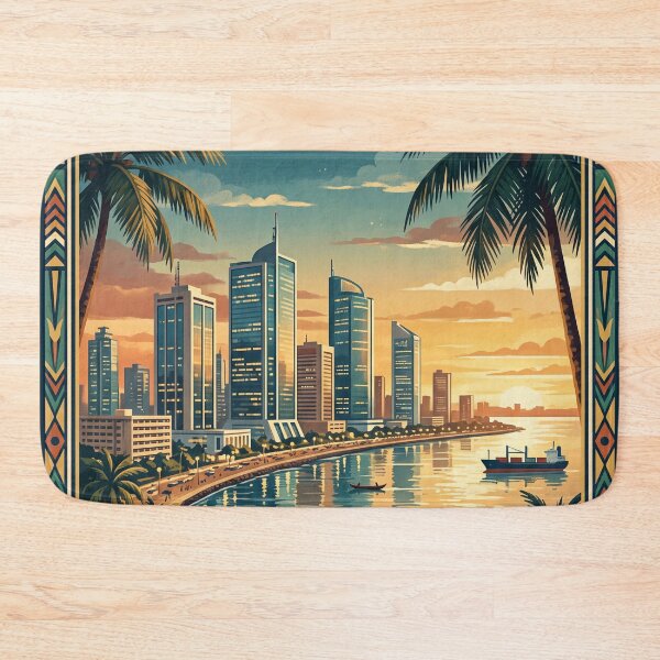 Item preview, Lagos Nigeria Vintage Travel Poster – Waterfront Skyline & Lagoon designed and sold by Bomax121.