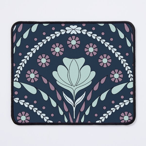 Item preview, Petal in Mint Blue and Dusty Purple on Navy Blue designed and sold by artistmaria.