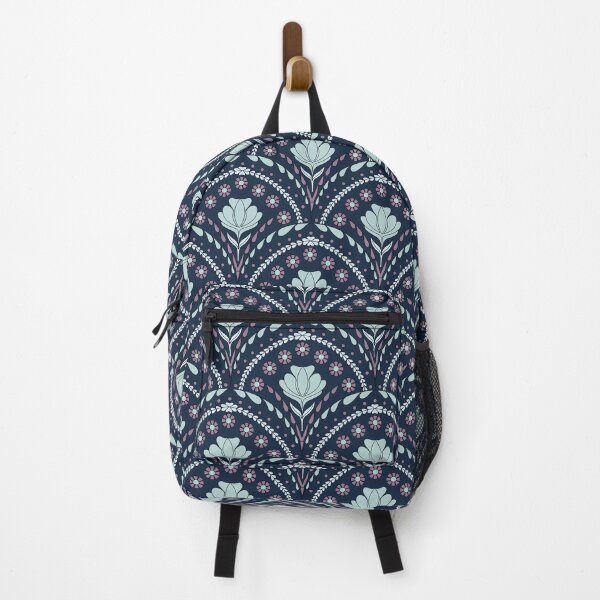 Item preview, Petal in Mint Blue and Dusty Purple on Navy Blue designed and sold by artistmaria.