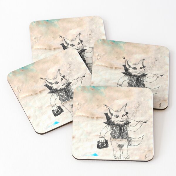 Item preview, Whimsical Victorian Gentleman Cat Hand Drawn Coffee Paper Black designed and sold by BOKEbyTC.