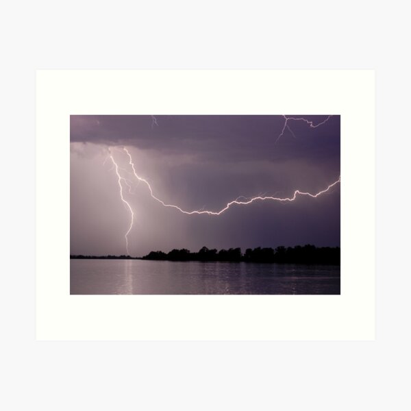 Lightning over the Clarence River at Lawrence Art Print