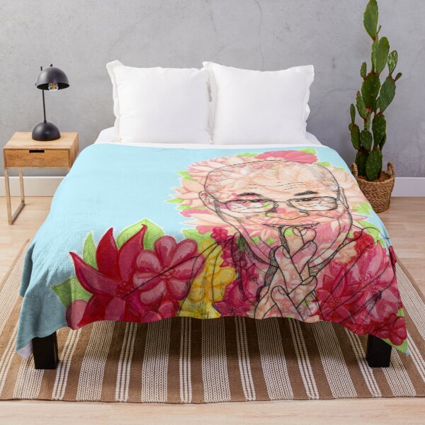 Item preview, HH Dalai Lama Florals Bright Colors Hand Drawn Blue Background designed and sold by BOKEbyTC.