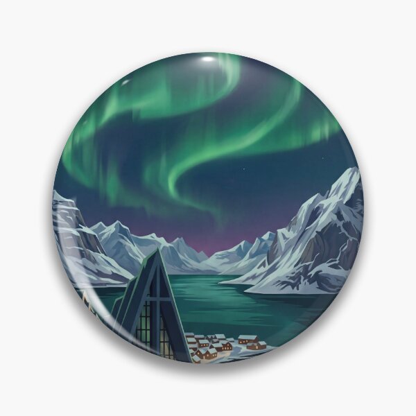 Item preview, Tromsø Norway Vintage Travel Poster – Northern Lights & Arctic Cathedral designed and sold by Bomax121.