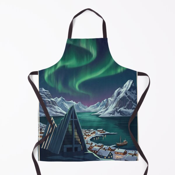 Item preview, Tromsø Norway Vintage Travel Poster – Northern Lights & Arctic Cathedral designed and sold by Bomax121.
