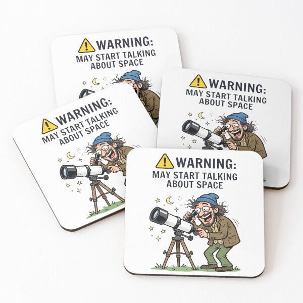 Item preview, WARNING: May Start Talking About Space – Funny Amateur Astronomer Telescope Cartoon designed and sold by Sekla-Studio.