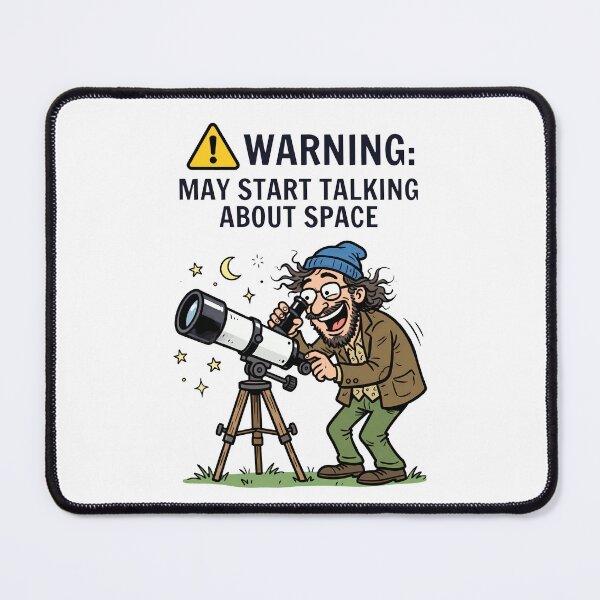 Item preview, WARNING: May Start Talking About Space – Funny Amateur Astronomer Telescope Cartoon designed and sold by Sekla-Studio.