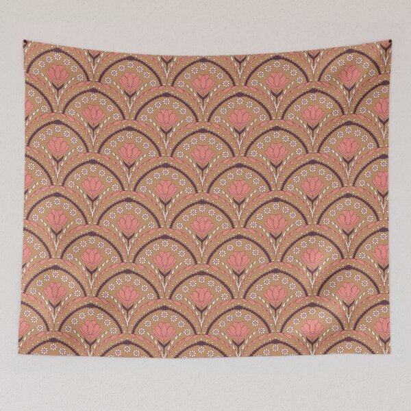 Item preview, Petal in Pink and Brown on Ochre Gold designed and sold by artistmaria.