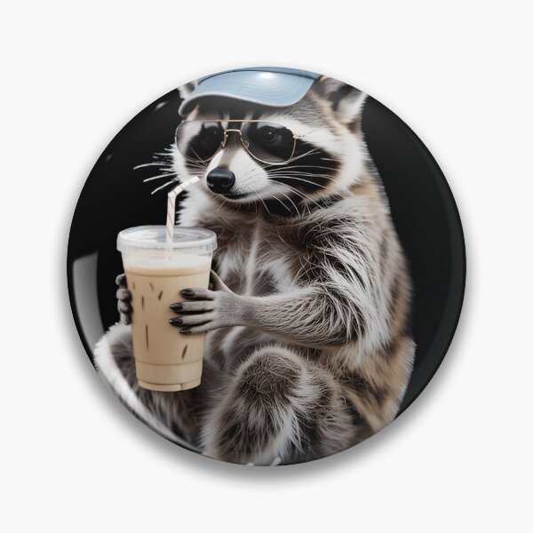 Item preview, I Live Here Now Raccoon Shirt – Funny Coffee Loving Trash Panda Tee, Cute Animal Meme Sticker designed and sold by ZyxDes.