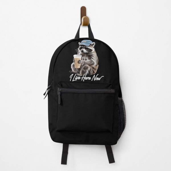 Item preview, I Live Here Now Raccoon Shirt – Funny Coffee Loving Trash Panda Tee, Cute Animal Meme Sticker designed and sold by ZyxDes.