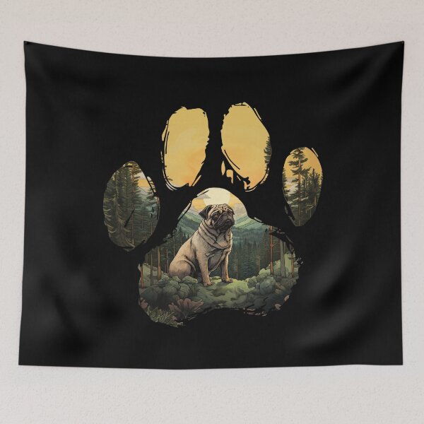Item preview, Funny Pug Paw Foggy Mountain Tree Mom Dad Kids designed and sold by rafaeltto.