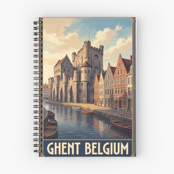 Item preview, Ghent Belgium Vintage Travel Poster – Gravensteen Castle & Canals designed and sold by Bomax121.