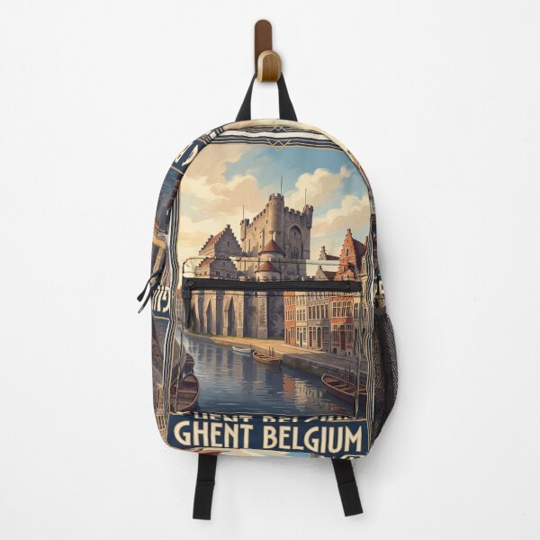 Item preview, Ghent Belgium Vintage Travel Poster – Gravensteen Castle & Canals designed and sold by Bomax121.