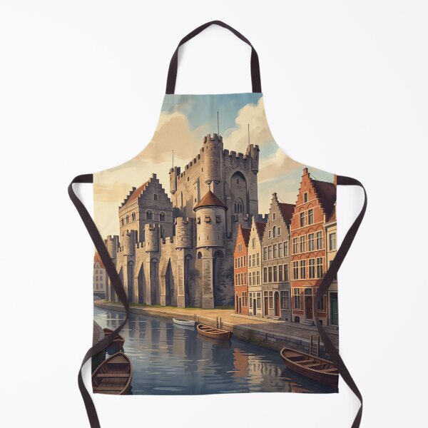 Item preview, Ghent Belgium Vintage Travel Poster – Gravensteen Castle & Canals designed and sold by Bomax121.