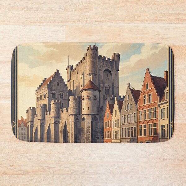 Item preview, Ghent Belgium Vintage Travel Poster – Gravensteen Castle & Canals designed and sold by Bomax121.