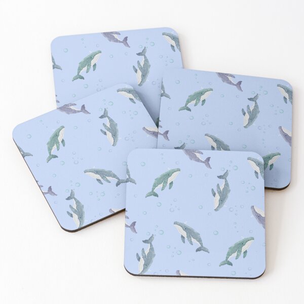 Item preview, Watercolour Humpback Whales on Light Blue designed and sold by mistywoodstudio.