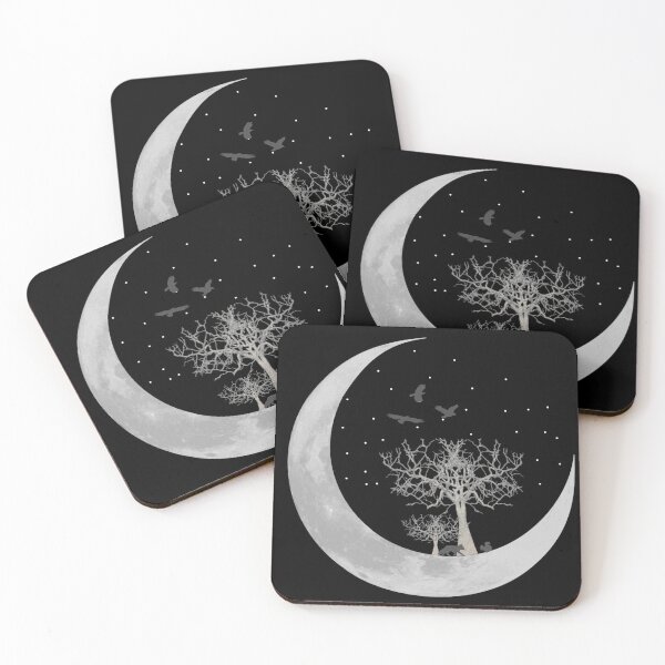 Item preview, small forest motif on a crescent moon, nature designs unisex designed and sold by Kirei-Lily.