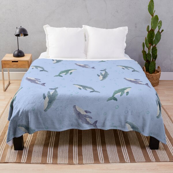 Item preview, Watercolour Humpback Whales on Light Blue designed and sold by mistywoodstudio.