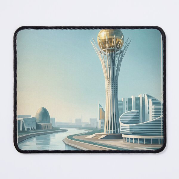 Item preview, Astana Kazakhstan Vintage Travel Poster – Baiterek Tower & Modern Skyline designed and sold by Bomax121.
