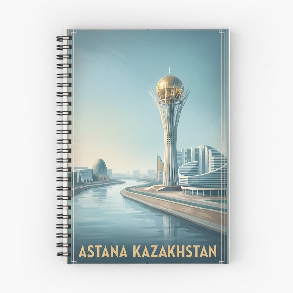 Item preview, Astana Kazakhstan Vintage Travel Poster – Baiterek Tower & Modern Skyline designed and sold by Bomax121.