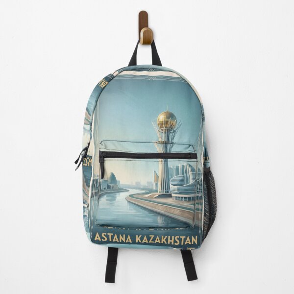 Item preview, Astana Kazakhstan Vintage Travel Poster – Baiterek Tower & Modern Skyline designed and sold by Bomax121.