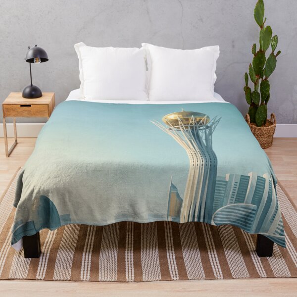 Item preview, Astana Kazakhstan Vintage Travel Poster – Baiterek Tower & Modern Skyline designed and sold by Bomax121.