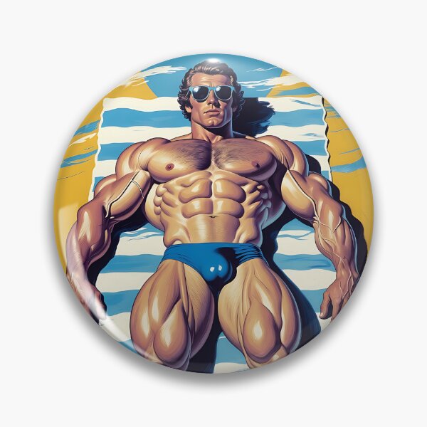 Item preview, Muscular Beach Bodybuilder Sunbathing Retro Art designed and sold by ZhivanCrimson.
