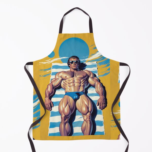 Item preview, Muscular Beach Bodybuilder Sunbathing Retro Art designed and sold by ZhivanCrimson.