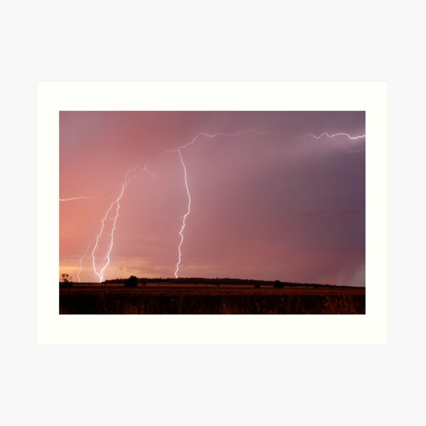 Sunset Lightning near Millmerran Art Print