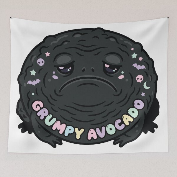 Item preview, Grumpy Avocado Black Rain Frog Kawaii Sad Toad designed and sold by Arc2020.