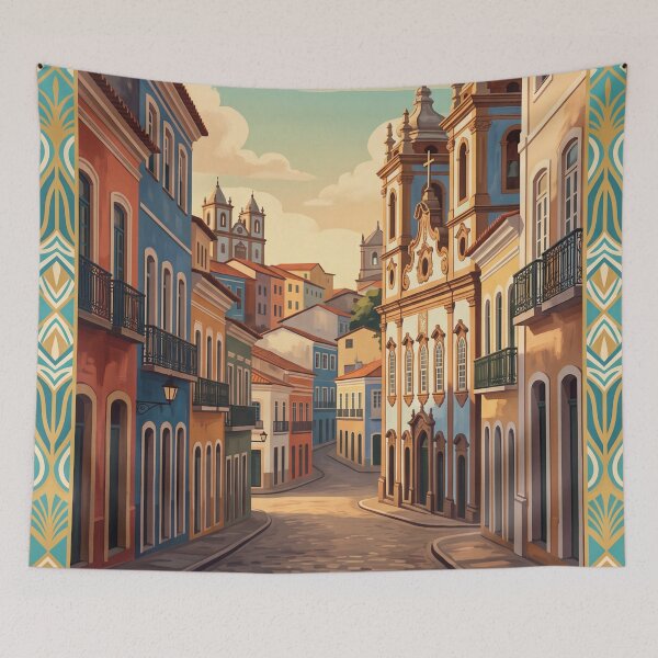 Item preview, Salvador Brazil Vintage Travel Poster – Colorful Pelourinho, Bahia designed and sold by Bomax121.