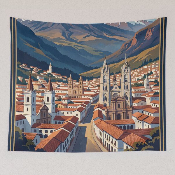 Item preview, Quito Ecuador Vintage Travel Poster – Historic Center & Andes designed and sold by Bomax121.