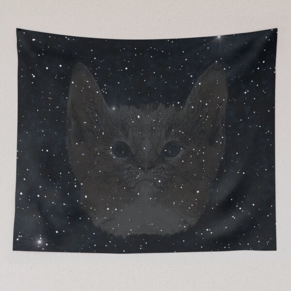 Item preview, Kitten night design, kitten photo, night pattern designed and sold by Kirei-Lily.