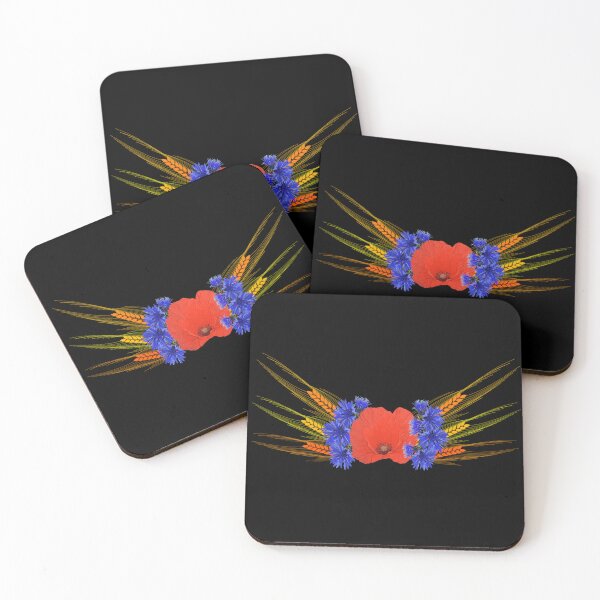 Item preview, Poppy pattern with barley, summer fashion flowers, colorful flower motifs designed and sold by Kirei-Lily.