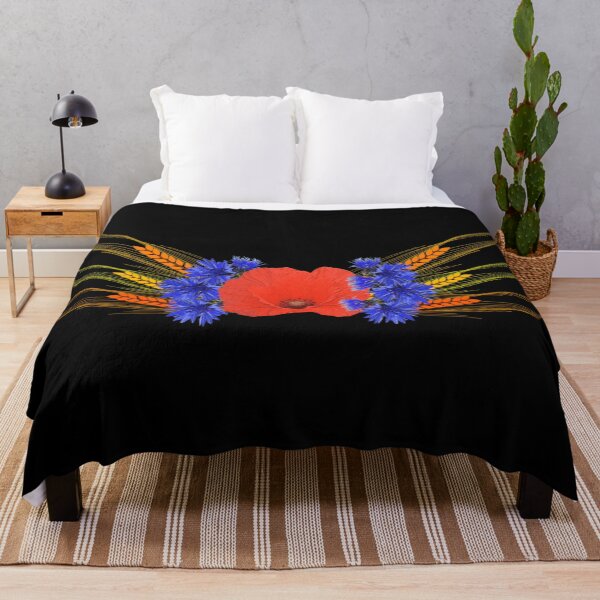 Item preview, Poppy pattern with barley, summer fashion flowers, colorful flower motifs designed and sold by Kirei-Lily.