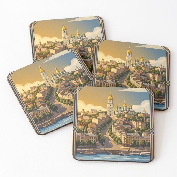 Item preview, Kyiv Ukraine Vintage Travel Poster – Saint Sophia & Dnipro River designed and sold by Bomax121.