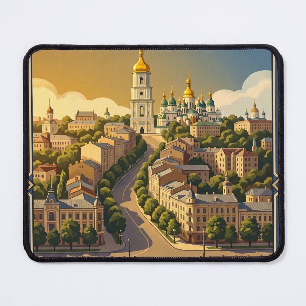 Item preview, Kyiv Ukraine Vintage Travel Poster – Saint Sophia & Dnipro River designed and sold by Bomax121.