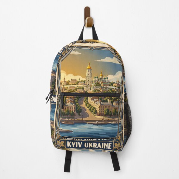 Item preview, Kyiv Ukraine Vintage Travel Poster – Saint Sophia & Dnipro River designed and sold by Bomax121.