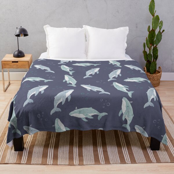 Item preview, Watercolour Humpback Whales on Slate Blue designed and sold by mistywoodstudio.
