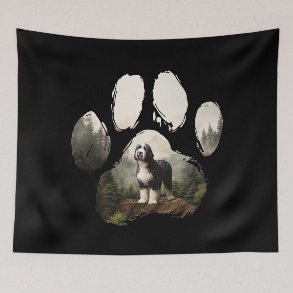 Item preview, Funny Sheepadoodle Paw Foggy Mountain Tree Mom Dad Kids designed and sold by rafaeltto.
