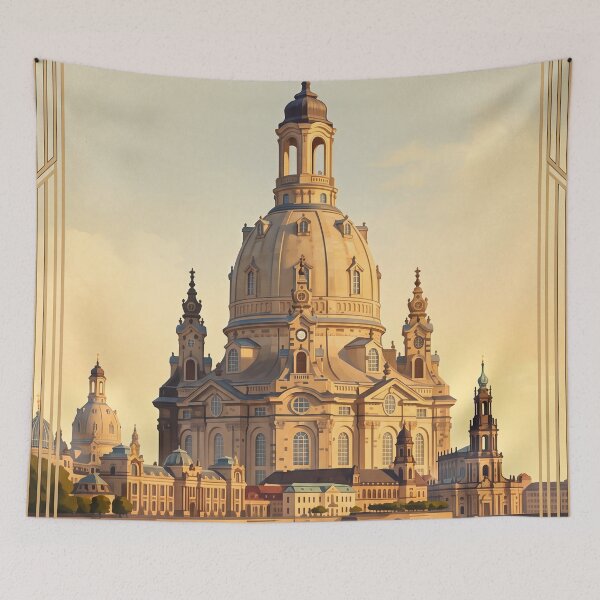 Item preview, Dresden Germany Vintage Travel Poster – Frauenkirche & Elbe River designed and sold by Bomax121.