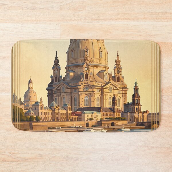 Item preview, Dresden Germany Vintage Travel Poster – Frauenkirche & Elbe River designed and sold by Bomax121.