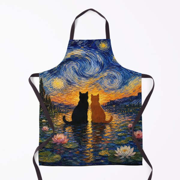 Item preview, Starry Night Cats Over The Lily Pond designed and sold by PurrfectHome.