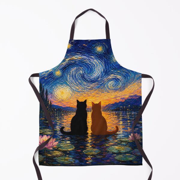 Item preview, Starry Night Cats Over The Lily Pond designed and sold by PurrfectHome.